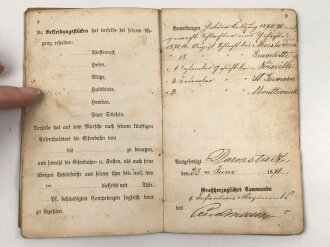 Hessen, Militärpaß eines Feldzugteilnehmers 1870/71.