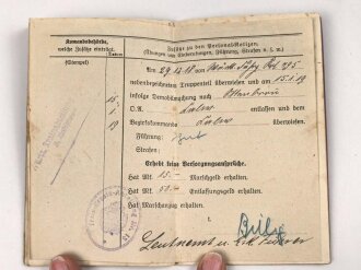 Württemberg, Militärpaß Zweitschrift eines Angehörigen im 4. württembergischen Feldartillerie Regiment No. 65. Teilnahme am Frankreichfeldzug