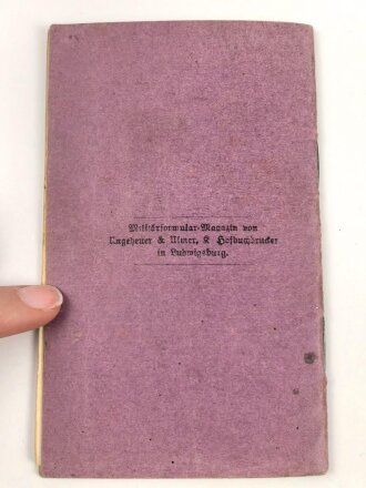 Württemberg, Militärpaß Zweitschrift eines Angehörigen im 4. württembergischen Feldartillerie Regiment No. 65. Teilnahme am Frankreichfeldzug