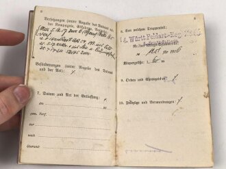 Württemberg, Militärpaß Zweitschrift eines Angehörigen im 4. württembergischen Feldartillerie Regiment No. 65. Teilnahme am Frankreichfeldzug