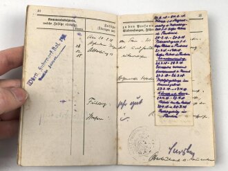 Württemberg, Militärpaß Zweitschrift eines Angehörigen im 4. württembergischen Feldartillerie Regiment No. 65. Teilnahme am Frankreichfeldzug