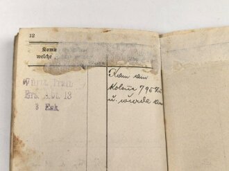 Württemberg, Militärpaß Zweitschrift eines Angehörigen im 4. württembergischen Feldartillerie Regiment No. 65. Teilnahme am Frankreichfeldzug