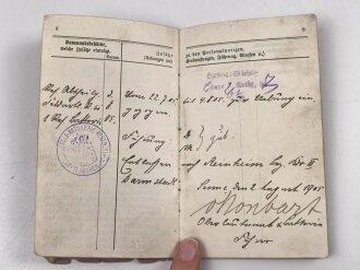 Hessen, Militärpaß eines Angehörigen im Feldartillerie Regiment 61, übergetreten zur Landwehr 2. Aufgebots am 4.4.14