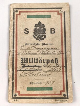Kaiserliche Marine, Militärpaß eines badischen...