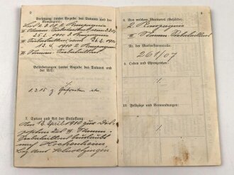 Kaiserliche Marine, Militärpaß eines badischen Freiwilligen aus Schwetzingen