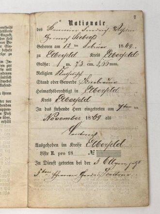 Feldzug 1870/71, Militär Paß eines...