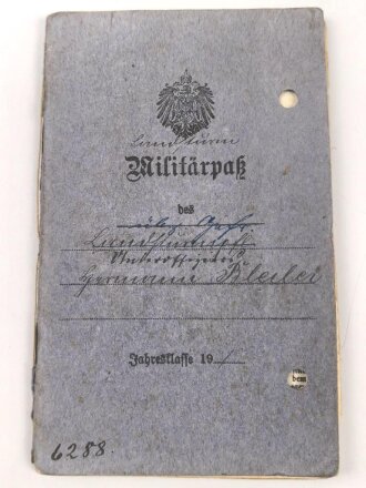 "Dem tapferen Bleiler" Baden, Militärpaß eines Angehörigen Infanterie Regiment 170. Ab 1916 Fernsprech Abteilung des XVI. Armeekorps versetzt, Frankreichfeldzug bei Divisions Funker Abteilung 40.