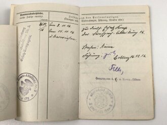 "Dem tapferen Bleiler" Baden, Militärpaß eines Angehörigen Infanterie Regiment 170. Ab 1916 Fernsprech Abteilung des XVI. Armeekorps versetzt, Frankreichfeldzug bei Divisions Funker Abteilung 40.