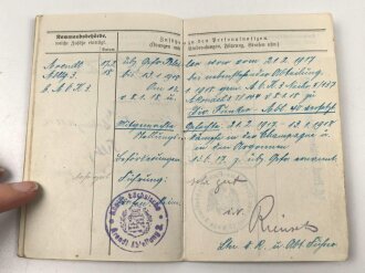 "Dem tapferen Bleiler" Baden, Militärpaß eines Angehörigen Infanterie Regiment 170. Ab 1916 Fernsprech Abteilung des XVI. Armeekorps versetzt, Frankreichfeldzug bei Divisions Funker Abteilung 40.