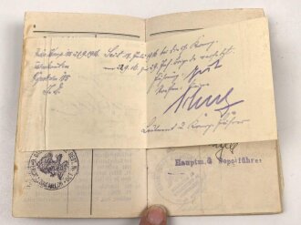 "Dem tapferen Bleiler" Baden, Militärpaß eines Angehörigen Infanterie Regiment 170. Ab 1916 Fernsprech Abteilung des XVI. Armeekorps versetzt, Frankreichfeldzug bei Divisions Funker Abteilung 40.