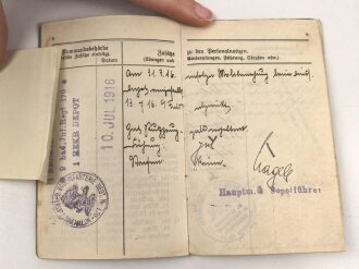"Dem tapferen Bleiler" Baden, Militärpaß eines Angehörigen Infanterie Regiment 170. Ab 1916 Fernsprech Abteilung des XVI. Armeekorps versetzt, Frankreichfeldzug bei Divisions Funker Abteilung 40.