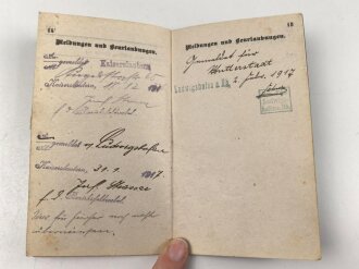Bayern,  Militärpaß und Soldbuch eines Angehörigen Armierungs Batl. Nr. 1. am 11.8.15 wegen Krankheit zur Krankenabteilung Gent überwiesen, Kriegslazarett Stenay, zurückgestellt, ab 1918 zur Arbeitsleistung bei BASF Ludwigshafen
