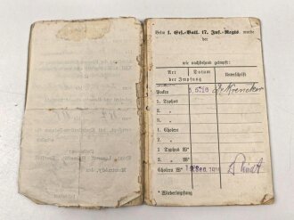 Bayern,  Militärpaß und Soldbuch eines Angehörigen Armierungs Batl. Nr. 1. am 11.8.15 wegen Krankheit zur Krankenabteilung Gent überwiesen, Kriegslazarett Stenay, zurückgestellt, ab 1918 zur Arbeitsleistung bei BASF Ludwigshafen