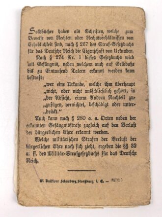 Bayern,  Militärpaß und Soldbuch eines Angehörigen Armierungs Batl. Nr. 1. am 11.8.15 wegen Krankheit zur Krankenabteilung Gent überwiesen, Kriegslazarett Stenay, zurückgestellt, ab 1918 zur Arbeitsleistung bei BASF Ludwigshafen