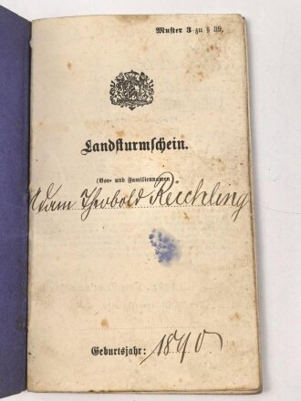 Bayern,  Militärpaß und Soldbuch eines Angehörigen Armierungs Batl. Nr. 1. am 11.8.15 wegen Krankheit zur Krankenabteilung Gent überwiesen, Kriegslazarett Stenay, zurückgestellt, ab 1918 zur Arbeitsleistung bei BASF Ludwigshafen