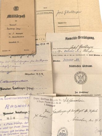 Bayrische Schützen Brigade 21, Konvolut Papiere eines Angehörigen, unter anderem Vorläufiges Besitzzeugnis zum Tragen des Korpsabzeichen
