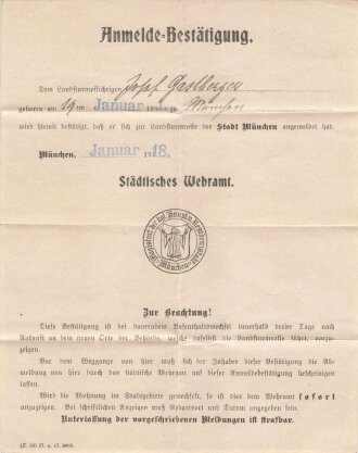 Bayrische Schützen Brigade 21, Konvolut Papiere eines Angehörigen, unter anderem Vorläufiges Besitzzeugnis zum Tragen des Korpsabzeichen