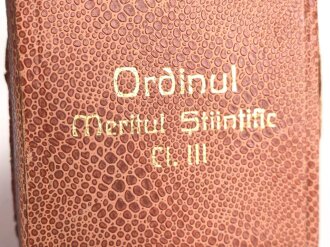 Rumänien,  Etui für eine Auszeichnung " Ordinul Meritul Stiintific Cl. III"