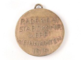 Freikorps von Epp,  Erinnerungsmedaille der Radfahr Komp. 41 Stabskompanie v. Epp Weihnachten 1919" Durchmesser 36mm
