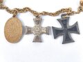 Frackkettchen mit Miniaturen , Eisernes Kreuz 2. Klasse 1914, Hanseatenkreuz Hamburg, Kyffhäuser Kriegsdenkmünze 1914-18