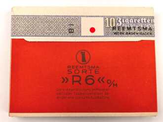 Schachtel Zigaretten "Reemtsma R6" ungeöffnet , Steuerbanderole mit Hakenkreuz