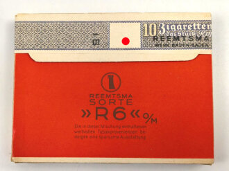 Schachtel Zigaretten "Reemtsma R6" ungeöffnet , Steuerbanderole mit Hakenkreuz