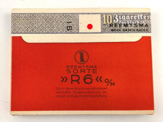 Schachtel Zigaretten "Reemtsma R6" ungeöffnet , Steuerbanderole mit Hakenkreuz