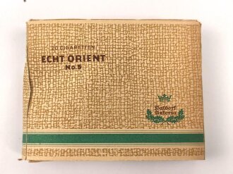 Schachtel Zigaretten "Echt Orient No.5" ungeöffnet , Steuerbanderole mit Hakenkreuz, leicht eingedrückt
