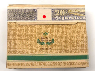 Schachtel Zigaretten "Echt Orient No.5" ungeöffnet , Steuerbanderole mit Hakenkreuz, leicht eingedrückt