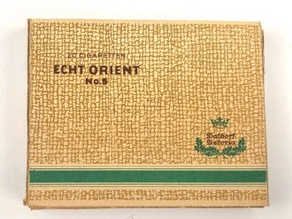 Schachtel Zigaretten "Echt Orient No.5" geöffnet , Steuerbanderole mit Hakenkreuz