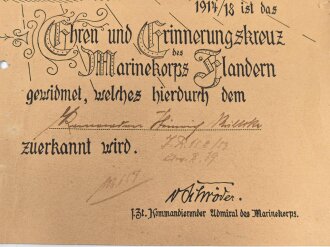 Ehren- und Erinnerungskreuz Marinekorps Flandern,...