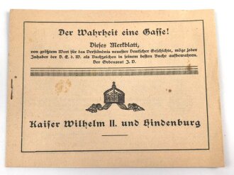 Deutsche Ehrendenkmünze des Weltkrieges 1914-1918. Kleinformatiges , 11seitiges Begleitheft