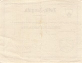 Besitzzeugnis zum Kyffhäuser Ehrenzeichen 1. Klasse,...