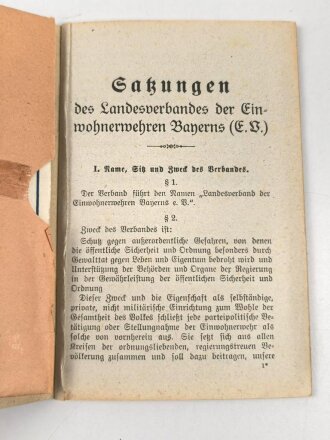 Bayerische Einwohnerwehr, " Wehrmannsbüchlein" samt " Wehrmannsausweis"  eines Mittelfranken.