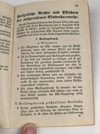 Bayerische Einwohnerwehr, " Wehrmannsbüchlein" samt " Wehrmannsausweis"  eines Mittelfranken.