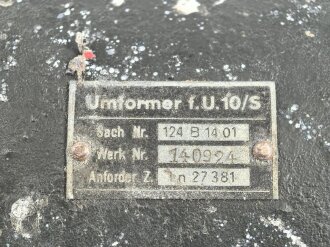 Luftwaffe Umformer U/10 s, Ln 27375, Einankerumformer für den Sender der FuG10-Anlage. Originallack, Funktion nicht geprüft