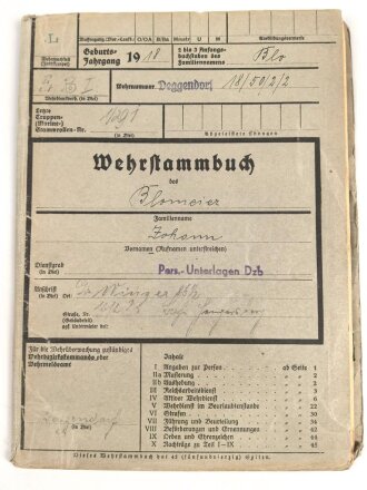 Luftwaffe, Wehrstammbuch eines Angehörigen...