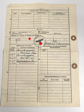 Luftwaffe, Wehrstammbuch eines Angehörigen zunächst Flieger Ausbildungs Regiment 53 Straubing, Flugzeugführerschule Prag, zuletzt Fliegerhorstkommandantur E24/IV.