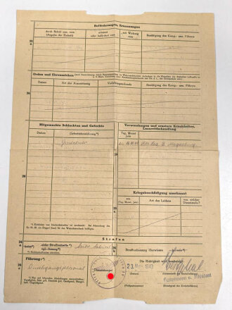 Luftwaffe, Wehrstammbuch eines Angehörigen zunächst Flieger Ausbildungs Regiment 53 Straubing, Flugzeugführerschule Prag, zuletzt Fliegerhorstkommandantur E24/IV.