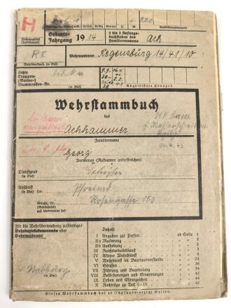 Heer, Wehrstammbuch eines Angehörigen zunächst Infanterie Regiment 41, danach Infanterie Regiment 289 und 480. Eisernes Kreuz 2. Klasse, Verwundetenabzeichen in silber, Ostmedaille.  Rußlandfeldzug.