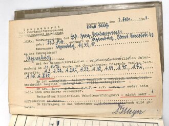 Heer, Wehrstammbuch eines Angehörigen zunächst Infanterie Regiment 41, danach Infanterie Regiment 289 und 480. Eisernes Kreuz 2. Klasse, Verwundetenabzeichen in silber, Ostmedaille.  Rußlandfeldzug.