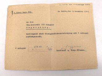 Heer, Wehrstammbuch eines Angehörigen zunächst Infanterie Regiment 41, danach Infanterie Regiment 289 und 480. Eisernes Kreuz 2. Klasse, Verwundetenabzeichen in silber, Ostmedaille.  Rußlandfeldzug.