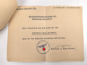 Heer, Wehrstammbuch eines Angehörigen zunächst Infanterie Regiment 41, danach Infanterie Regiment 289 und 480. Eisernes Kreuz 2. Klasse, Verwundetenabzeichen in silber, Ostmedaille.  Rußlandfeldzug.