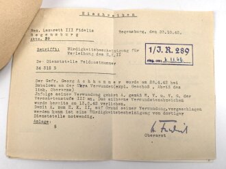 Heer, Wehrstammbuch eines Angehörigen zunächst Infanterie Regiment 41, danach Infanterie Regiment 289 und 480. Eisernes Kreuz 2. Klasse, Verwundetenabzeichen in silber, Ostmedaille.  Rußlandfeldzug.