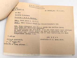 Heer, Wehrstammbuch eines Angehörigen zunächst Infanterie Regiment 41, danach Infanterie Regiment 289 und 480. Eisernes Kreuz 2. Klasse, Verwundetenabzeichen in silber, Ostmedaille.  Rußlandfeldzug.