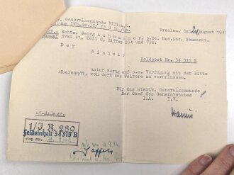 Heer, Wehrstammbuch eines Angehörigen zunächst Infanterie Regiment 41, danach Infanterie Regiment 289 und 480. Eisernes Kreuz 2. Klasse, Verwundetenabzeichen in silber, Ostmedaille.  Rußlandfeldzug.