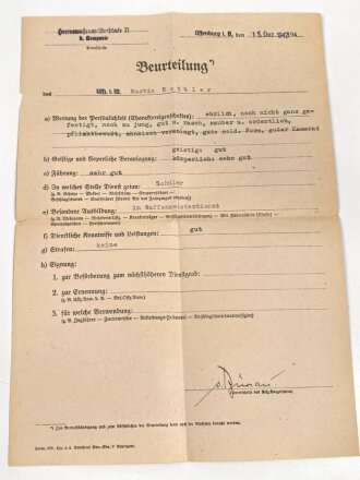 Heer, Wehrstammbuch eines zunächst Angehörigen Infanterie Ersatz Btl 19 München, danach weitere Infanteristische Einheiten, Heereswaffenmeisterschule, zuletzt Beobachtungs Ersatz und Ausbildungs Abteilung 7.