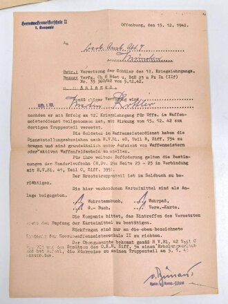 Heer, Wehrstammbuch eines zunächst Angehörigen Infanterie Ersatz Btl 19 München, danach weitere Infanteristische Einheiten, Heereswaffenmeisterschule, zuletzt Beobachtungs Ersatz und Ausbildungs Abteilung 7.