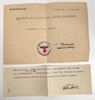 Heer, Wehrstammbuch eines zunächst Angehörigen Infanterie Ersatz Btl 19 München, danach weitere Infanteristische Einheiten, Heereswaffenmeisterschule, zuletzt Beobachtungs Ersatz und Ausbildungs Abteilung 7.