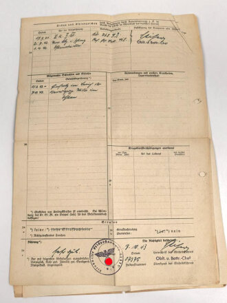 Heer, Wehrstammbuch eines zunächst Angehörigen Infanterie Ersatz Btl 19 München, danach weitere Infanteristische Einheiten, Heereswaffenmeisterschule, zuletzt Beobachtungs Ersatz und Ausbildungs Abteilung 7.